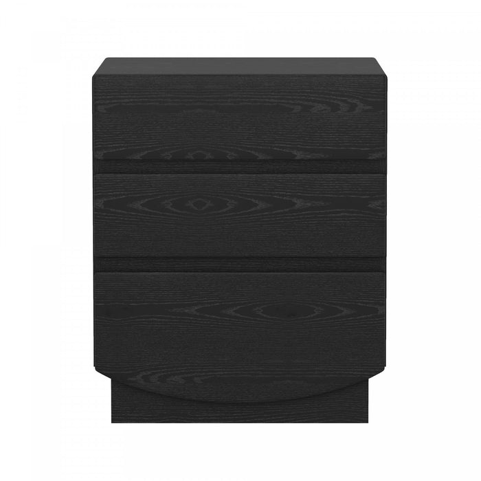 Table de nuit contemporaine Ardea 20\" en noir (3 tiroirs)