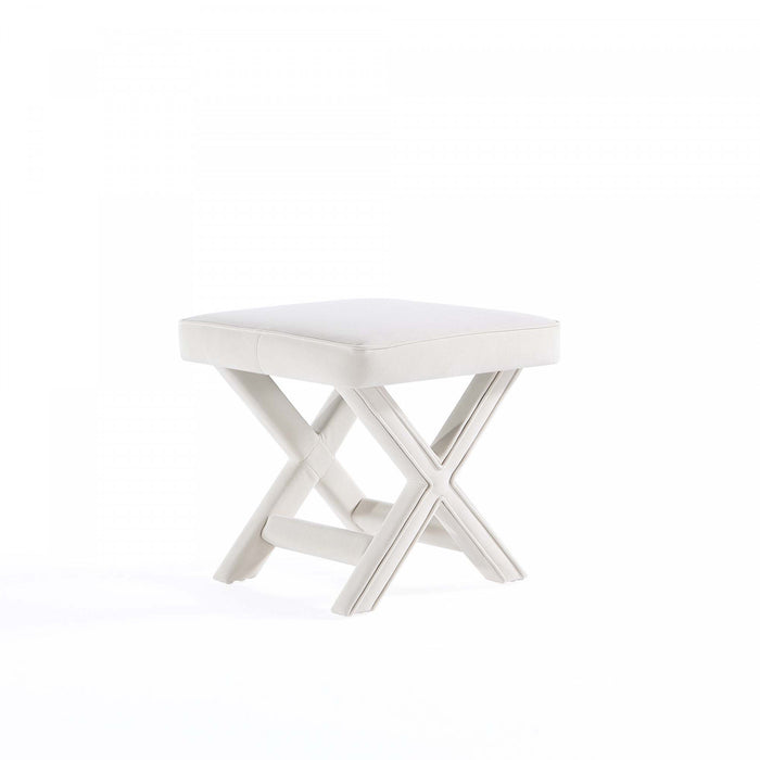 Banc d’appoint Abigail style milieu du siecle moderne en velours creme