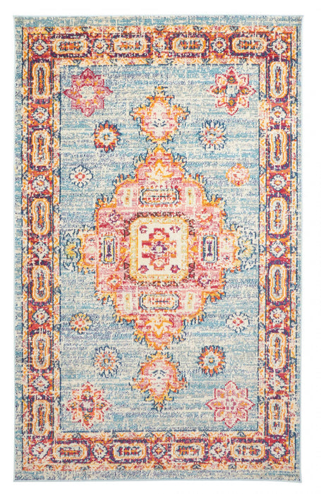 Tapis Traditionnel Lotus 8'0\" x 10'0\" en Bleu