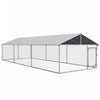Pawhut Niche D'exterieur Pour Chien Avec Housse Impermeable Et Resistante Aux Uv Pour Chiens De Taille Moyenne Et Grande, 19,7' X 7,5' X 4,9', Argent