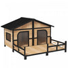 Pawhut Grande Niche En Bois Pour Chien, Chenil Pour Chien Sureleve Pour Animaux De Compagnie, Abri Pour Meubles De Maison Pour Animaux De Compagnie Plateau Coulissant 59\" L Bois Naturel