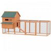 Pawhut 137\" Poulailler En Bois Grand Poulailler De Luxe Clapier A Lapins Cage A Volaille Verrouillable Pour L'arriere-cour Avec Nichoir Et Parcours, Orange