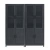 Armoire bibliotheque Jodie style mi-siecle moderne 79 cm en gris charbon (6 etageres) – Lot de 2