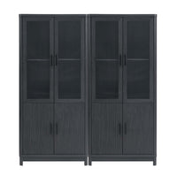 Armoire bibliotheque Jodie style mi-siecle moderne 79 cm en gris charbon (6 etageres) – Lot de 2