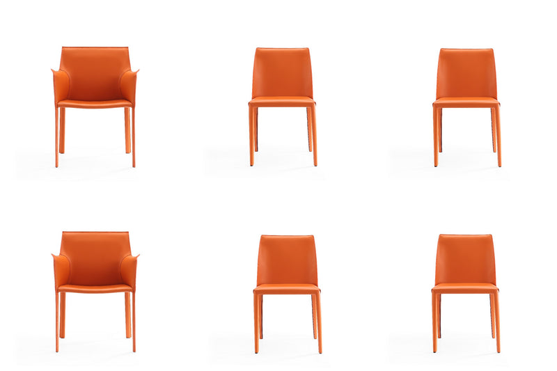 Ensemble de 6 chaises de salle a manger Paris Moderne en corail