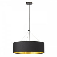 Luminaire suspendu Pallavi de Dainolite de 22 po de diamètre avec abat-jour noir et doré, fini noir mat et 4 ampoules