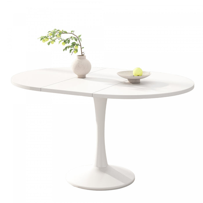 Table a manger ronde extensible Liam avec fonction gain de place, blanche