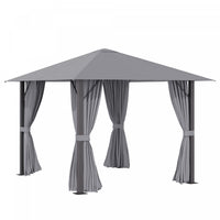 Outsunny 10' X 10' Tonnelle Pavillon Jardin Patio Terrasse Gazebo Exterieur Avec Parois Laterales Ch