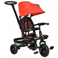 Qaba Tricycle Enfants Evolutif 4 En 1 Canne Telescopique Amovible Et Pare-soleil Pliable Demontable