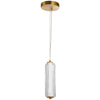 Luminaire suspendu Ramona de Dainolite en verre cannelé transparent, avec fini laiton vieilli et ampoule à DEL de 10 W