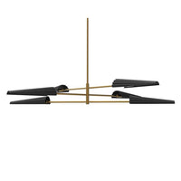 Lustre Cassie de Dainolite à 3 niveaux, avec fini laiton vieilli et noir mat et 6 ampoules