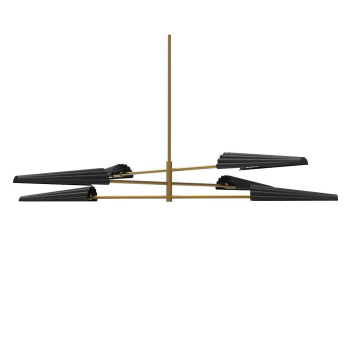 Lustre Cassie de Dainolite à 3 niveaux, avec fini laiton vieilli et noir mat et 6 ampoules
