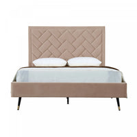 Lit Queen Moderne Crosby Rembourre en Velours Nude