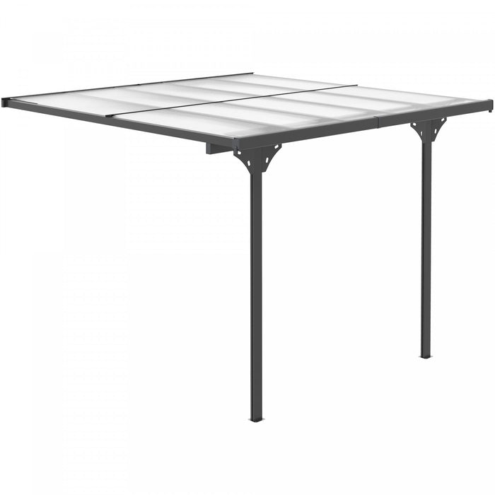 Outsunny Pergola Exterieure A Toit Rigide En Polycarbonate Gazebo Gris