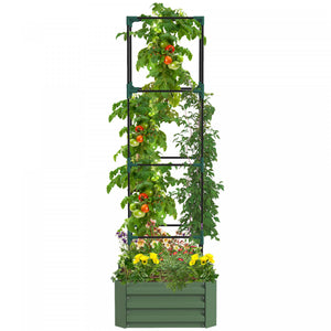 Outsunny Lit De Jardin Sureleve Galvanise Avec 4-tier Treillis Tomate