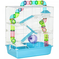 Pawhut Grande Cage Pour Hamster De 58,4 Cm, Maison Pour Petits Animaux, Refuge Pour Gerbilles A 5 Ni