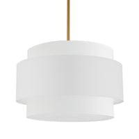 Luminaire suspendu Priya de Dainolite de 22 po de diamètre avec abat-jour blanc, fini laiton vieilli et 4 ampoules