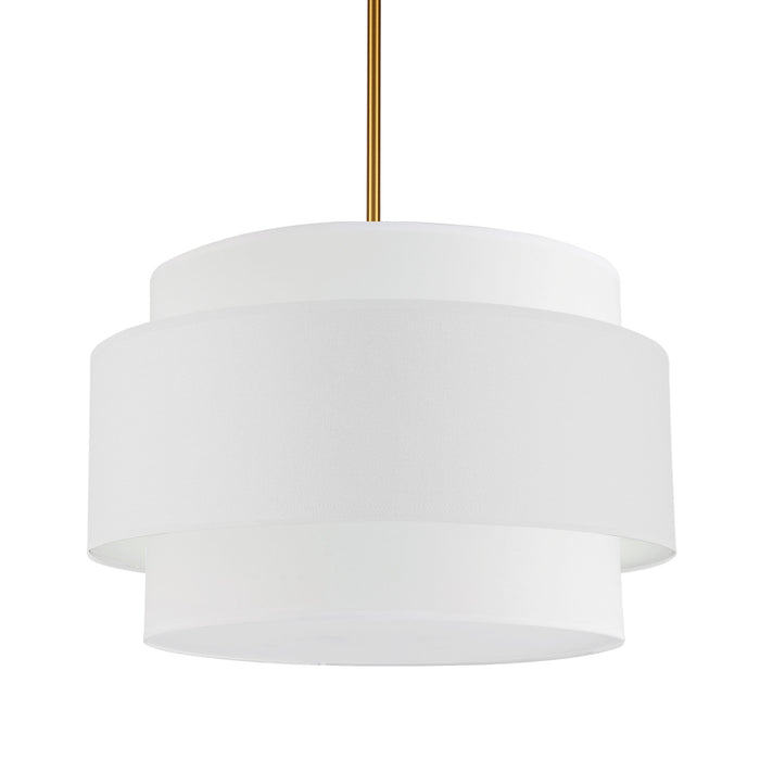 Luminaire suspendu Priya de Dainolite de 22 po de diamètre avec abat-jour blanc, fini laiton vieilli et 4 ampoules