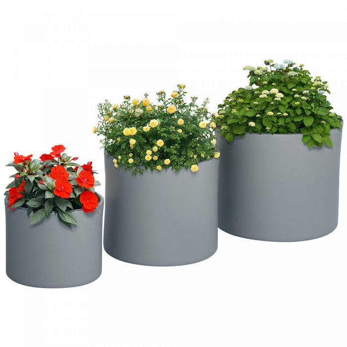 Outsunny Lot de 3 Pots de Fleurs, Pots de Fleurs avec Trous de Drainage