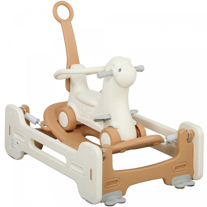 Qaba Cheval A Bascule 5 En 1, Cheval A Bascule Pour Bebe Avec Base Amovible