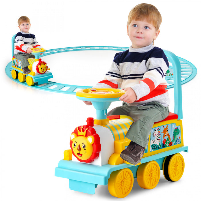 Jouet De Train Motorise Electrique 6v Pour Enfants Sur Train Avec Piste Et 6 Roues Bleue