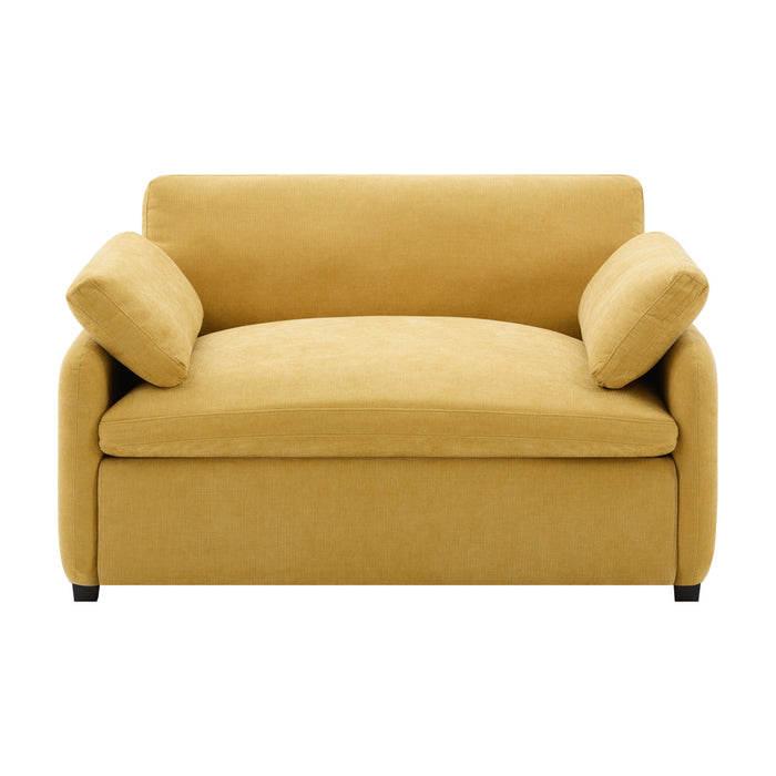 Fauteuil d’appoint surdimensionne Olivia avec coussins, jaune