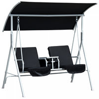 Outsunny Balancelle De Jardin 2 Places Chaise Balancoire Double Avec Table Et Pare-soleil Coussins R