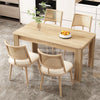 Chaises de salle a manger modernes Oliver avec assise rembourree en PU et dossier en rotin PE, lot de 4, beige