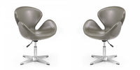 Fauteuil lounge pivotant moderne Raspberry en tissu gris galet - Lot de 2
