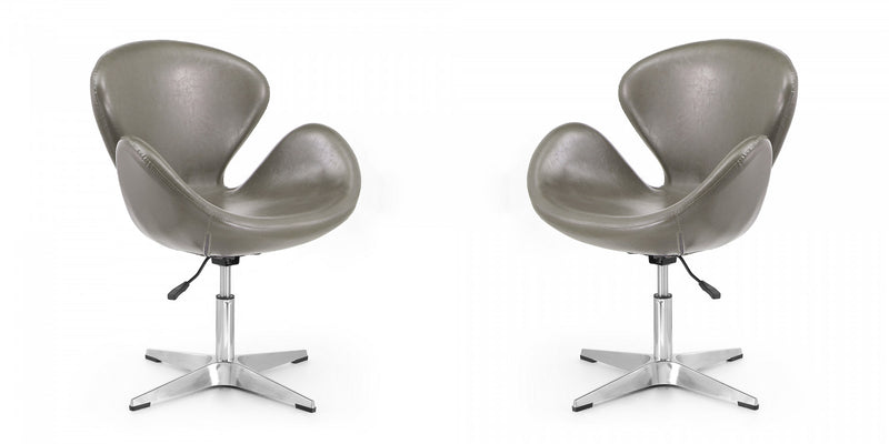 Fauteuil lounge pivotant moderne Raspberry en tissu gris galet - Lot de 2