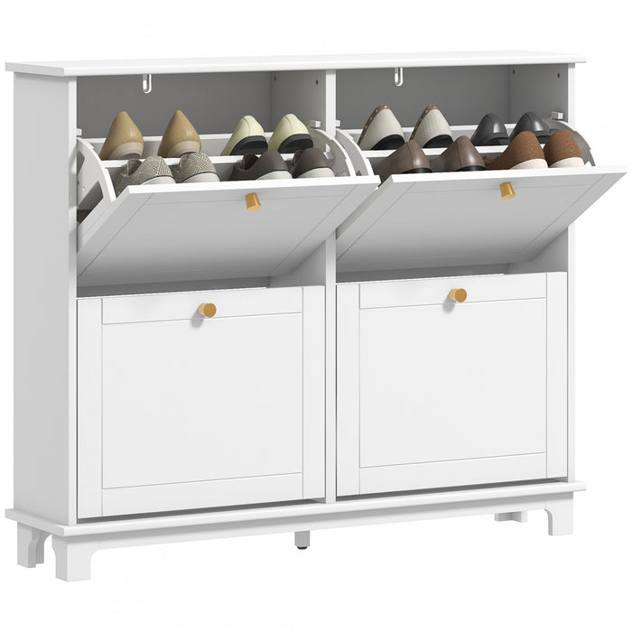 Armoire a chaussures avec 4 tiroirs rabattables, blanc