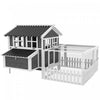 Pawhut Poulailler En Bois Avec Enclos Pour 3 A 4 Poules, Poulailler Avec Nichoir, Plateau Amovible, Cloture, Cage A Volaille Exterieure, Gris Fonce