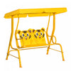 Outsunny Balancoire 2 Places Pour Enfants, Chaise Longue De Terrasse Pour Enfants, Pour Porche De Jardin, Avec Auvent Reglable, Ceinture De Securite, Motif Tigre, Pour 3-6 Ans, Jaune