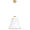 Luminaire suspendu Emperor de Dainolite avec abat-jour blanc, fini laiton vieilli et 1 ampoule