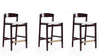 Tabouret de comptoir en bois rembourre style Klismos mi-siecle moderne en ivoire - Lot de 3