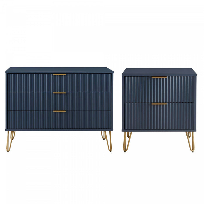 Ensemble moderne de commode 2 pieces Dumbo en bleu minuit