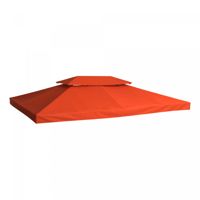Outsunny 13' X 10' Auvent De Remplacement De Toit De Belvedere 2 Niveaux Uv Pour Jardin, Terrasse Exterieure, Rouge Rouille (top Uniquement)