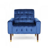 Henley Fauteuil D’appoint Moderne Avec Dossier Capitonne, Revetement En Polyester, Bleu