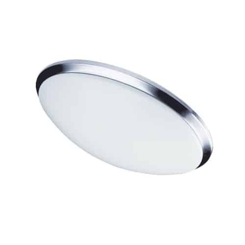 Plafonnier affleuré Cfled de Dainolite de 15 po de diamètre, avec abat-jour blanc et bordure chromée polie