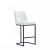 Tabouret de comptoir moderne en metal et tissu Serena, blanc
