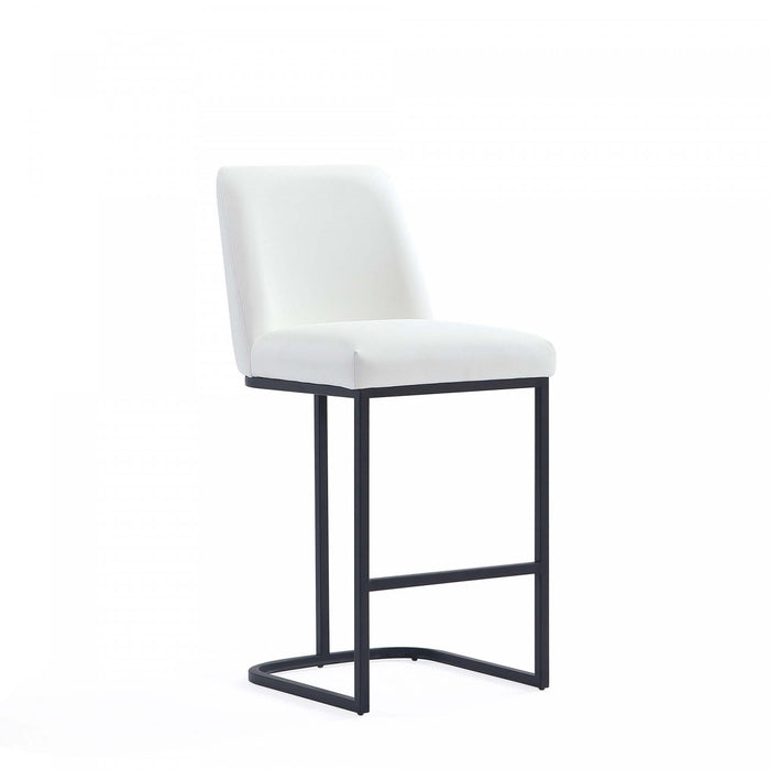Tabouret de comptoir moderne en metal et tissu Serena, blanc
