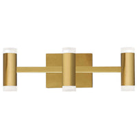 Lumière de coiffeuse Wilson de Dainolite en acrylique givré qui diffuse la lumière, avec fini laiton vieilli et ampoule à DEL de 33 W