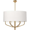 Luminaire suspendu Eleanor de Dainolite avec abat-jour blanc, fini laiton vieilli et 6 ampoules