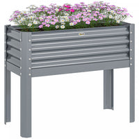 Outsunny Lit De Jardin Sureleve , Jardiniere Surelevee Galvanisee, Argente