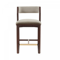 Tabouret de comptoir moderne Patricia en bois avec revetement en lin
