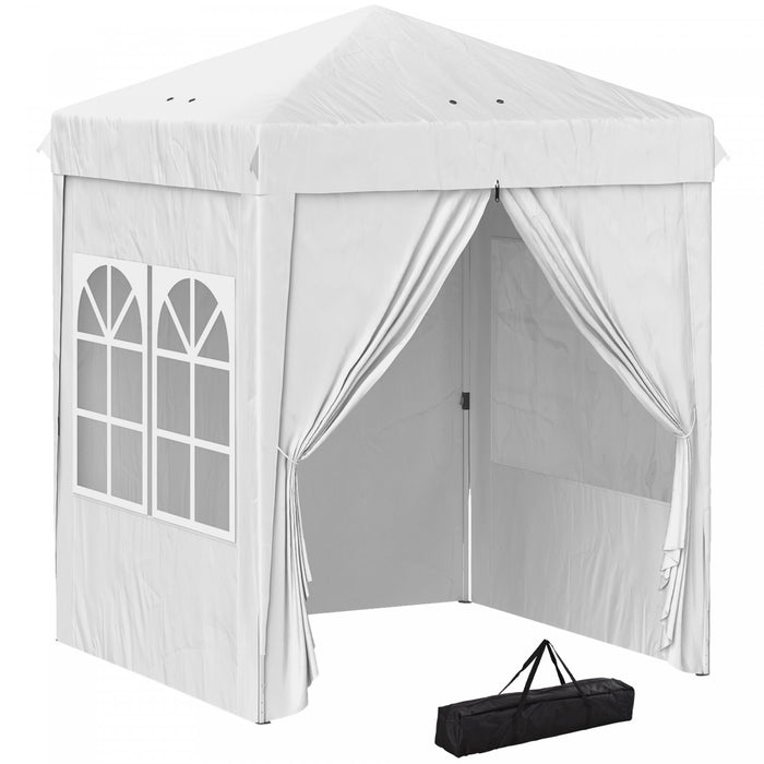 Outsunny Tente Escamotable 6,7'x 6,7' Avec Sac De Transport, Blanc