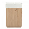 Serena Modern 21.6 Inch Bathroom Vanity with Ceramic Sink and Multi Storage, Brown | Coiffe de salle de bain moderne Serena de 21,6 pouces avec lavabo en ceramique et rangement polyvalent, brun