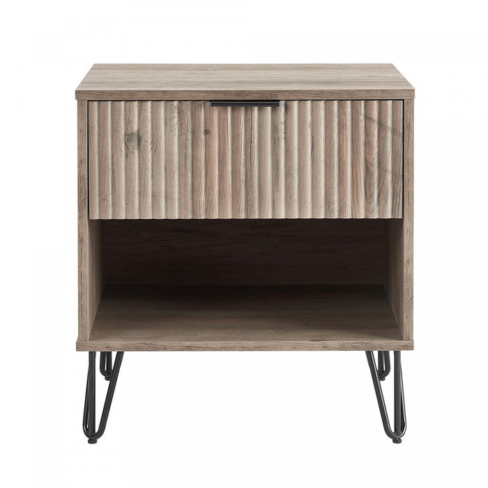 Table de nuit moderne Dumbo 20\" a rainures en gris rustique (1 tiroir)