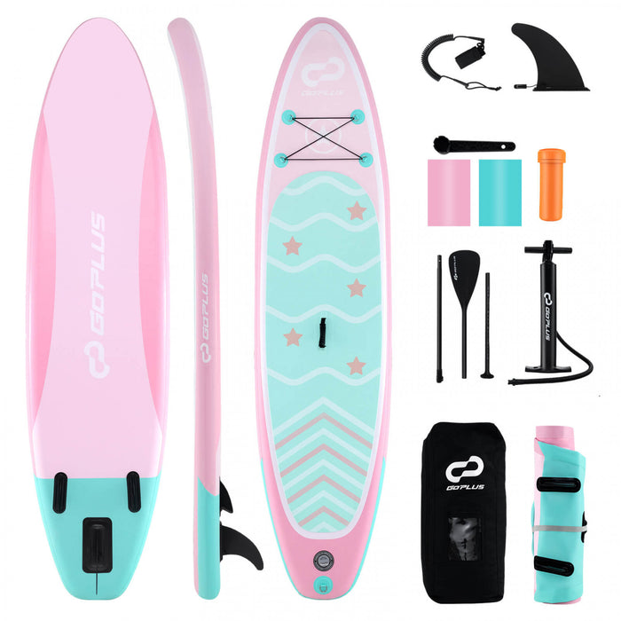 Petite Planche Gonflable De Sup Goplus, Planche De Pagaie Portable Avec Des Anneaux 5d
