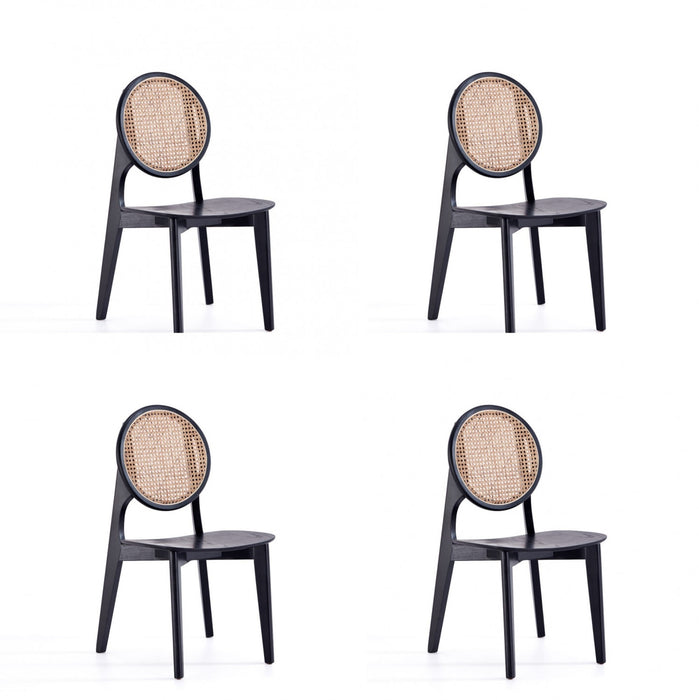 Chaise de salle a manger en bois style industriel Versailles en noir et naturel - Lot de 4